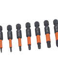 Premium S2 Alloy Steel 7 Piece Hex Drive Kit For Impact Drivers And Electric Drills With Magnetic Slender Waist Design For Tough Jobs Heat Treated To Stop Bending And Wear, seven hex bits