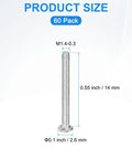 No Fuss Flat Head Machine Screws M1.4X14MM 304 Stainless Steel Phillips Drive with dimensions for precision tech builds.