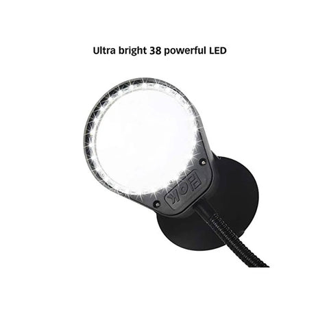 Clip On Magnifying Lamp With 3X 10X Loupes 8X15X Flexible Gooseneck LED Lighted Desk Loupe showing ultra bright LED lights