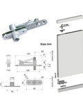 Heavy Duty Two Pack Door Pivot Hinges With Slick Invisible Hidden Design And Dead On Auto Soft Close Mechanics For Game Changing Up Down Cabinet Alignments diagram showing dimensions and hinge details.