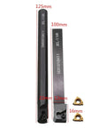 Lathe Inner Threading Turning Tool Kit With Tool Holder, Two Carbide Inserts And Two Wrenches, 125mm and 100mm holders shown
