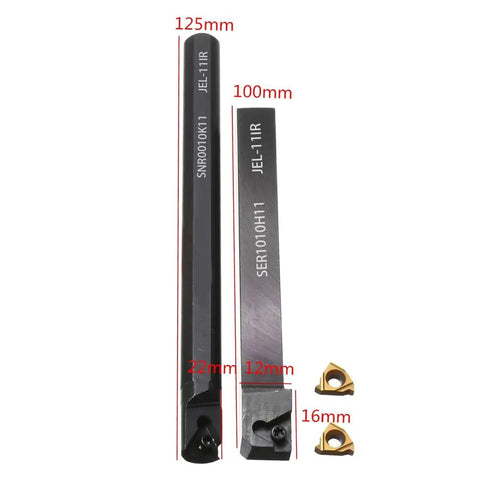 Lathe Inner Threading Turning Tool Kit With Tool Holder, Two Carbide Inserts And Two Wrenches, 125mm and 100mm holders shown