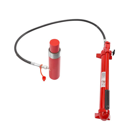 20-Ton porta power kit: red hydraulic jack and ram with hose