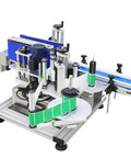 High Speed Automatic Label Applicator For Round Bottles Featuring Smooth Riding Conveyor Tracks Pro Level 200 Unit Per Minute Arrangement shown in detail.