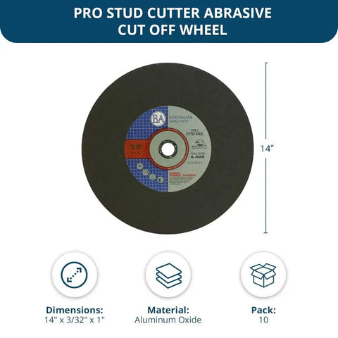 14 Inch Metal Cutting Wheel For Ferrous Metals With Three Thirty Second Inch Thick And 1 Inch Arbor Fast Spin Chop Saw Blades For Cutting Steel Iron Tubing Drywall Studs And More Grinding Wheel Pack Of 10