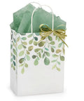 Watercolor Greenery Kraft Paper Shopping Bags Cub Size 8.25 By 4.75 By 10.5 Inches Pack Of 250 Eco Friendly Recyclable Gift Bags For Retail Party Favors And Boutique Packaging Made In USA