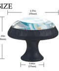 4 Pack Blue Marble Texture Round Cabinet Knobs, 1.37 Inch Drawer Pulls For Kitchen Cabinets Dressers And Closets, showing dimensions.