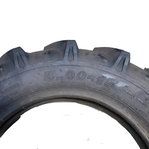 Front Tractor Tire 5.00-15 26 Inch Diameter 5 Inch Width 6 Ply SuperLug Traction Tire For Garden And Utility Tractors, Tough As Nails Grip, 16 Lb Load, Model 1400105 Final Sale, close-up view of tread pattern