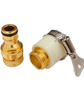 Brass Hose Barb Connector Set 5 Pcs Water Pipe Fittings Pro Grade Universal Garden Adapters with clamp and threaded end