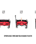 Versatile Collapsible Folding Wagon Cart Heavy Duty Utility Wagon With All Terrain Wheels For Camping Beach Garden