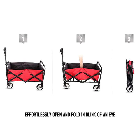 Versatile Collapsible Folding Wagon Cart Heavy Duty Utility Wagon With All Terrain Wheels For Camping Beach Garden