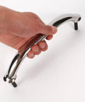 Hand gripping the smooth polished Rock Solid 9 Inch 304 Stainless Steel Grab Bar Set for safety use at home or yacht.