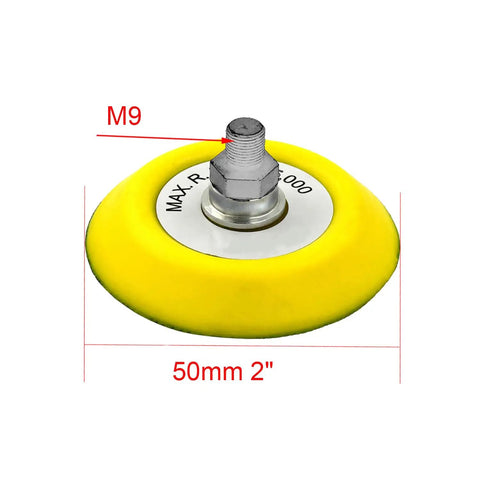 Pro Grade Heavy Duty 2 Inch Quick Change Backing Pad Kit for 2438-20 Polisher Sander M9 Thread, yellow pad with metal thread