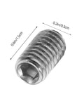 Close-up of a stainless steel grub screw from 300Pcs Stainless Steel Grub Screw Set With Allen Wrenches Internal Hex Cup Point Screws Kit.