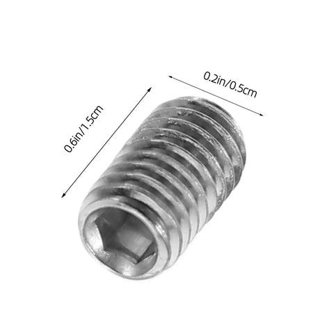 Close-up of a stainless steel grub screw from 300Pcs Stainless Steel Grub Screw Set With Allen Wrenches Internal Hex Cup Point Screws Kit.