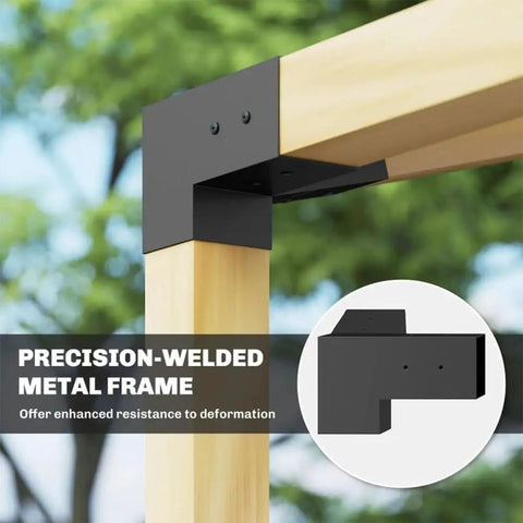 DIY Slanted Roof Pergola Bracket Kit With Post Bases And Wall Mounts, All In One Powder Coated Pergola Hardware For Porch Gazebo Backyard, 15 Degree Roof Design, Garden Pergola Kit