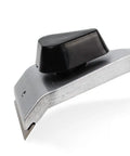 Close-up of Two Point Five Inch Carbide Razor Blade Paint Remover Scraper with black handle for tough renovations