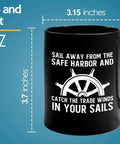 11oz Black Dope Ocean Vibe Coffee Mug For Sailors And Fishermen Funny Shipman Captain Navigator Gift, nautical design, side view.