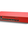Level Up Your Branch Setup With This Top Shelf Rackmount Firewall Packing Four Two Point Five Gbps Ports And Two Ten Gbps Fiber Slots Plus Three Year Rock Solid Threat Defense License, featuring red casing and multiple ports.