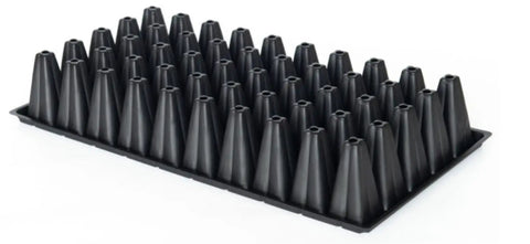 RooTrimmer 50 Cell Seedling Trays 10 Pack Thick Durable Plastic Nursery Flats Deep 3.54 Inches with Large 1.89 Inch Square Cells