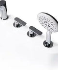 Top view of 5 Hole Roman Tub Faucet With Sprayer, Chrome Deck Mount Tub Filler Set, 3 Handle High Flow Bath Faucet With Hand Shower