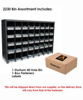 Workhorse Grade 8 Coarse Thread Hardware Assortment Kit featuring 2230 heavy duty hex cap screws and 40 compartment metal organizer bin.