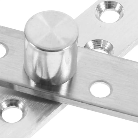 Close-up of 2 Pairs Stainless Steel Pivot Door Hinges 360 Degree Hidden Hardware for 20-40mm Door Thickness Silver Finish