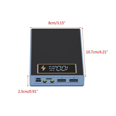 Top Shelf Digital Display 18650 Battery Holder Box With Fast Charge Circuitry Heavy Duty Diy Storage Case For Flat Top Cells, detailed view showing LCD panel and ports.
