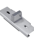 Front view of silver zinc-alloy privacy door lock bolt with indicator on metal strike plate.