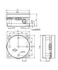 Technical drawing of Manual Tilt And Rotation Precision Stage For Optical Experiments And Lab Alignment, Rotary Positioning Platform With Fine Tilt Adjustment And Lead Screw Drive, Built Tough Anodized Aluminum, Model LSD-BD-656-M6.
