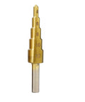 Heavy Duty Premium HSS Steel Step Drill Bit Set For Metric Hole Cutting Includes Center Punch Precise Cone Design for 6-12mm holes.