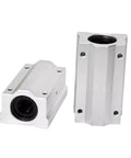 Heavy Duty Linear Motion Ball Bearing Slider Block Bushing SC20LUU Slick Rail Glide, aluminum, showing two angles for CNC machines and 3D printers.