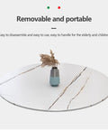 Heavy Duty Kitchen Lazy Susan Turntable with Glass Rotating Tray featuring a vase, aluminum base, slate finish, 90cm, hotel style