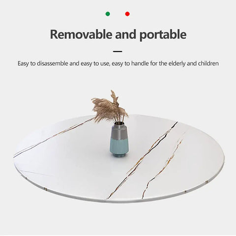 Heavy Duty Kitchen Lazy Susan Turntable with Glass Rotating Tray featuring a vase, aluminum base, slate finish, 90cm, hotel style