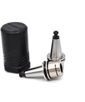 Top Shelf Stainless Steel Cnc Collet Chuck Delivering Dead On Zero Point Zero Zero Millimeter Accuracy And Dynamic Balancing shown with protective cap.