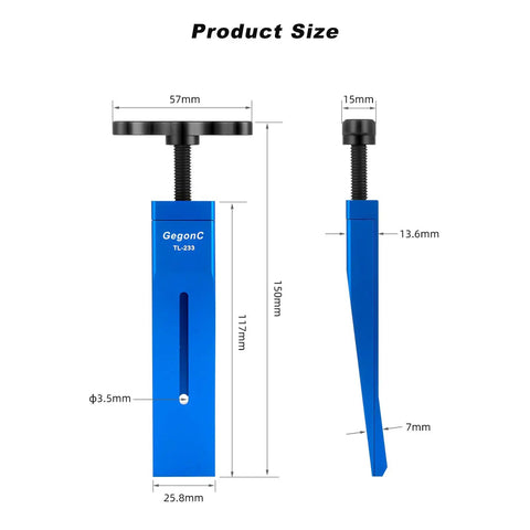 Hydraulic Disc Brake Caliper Piston Press Tool With Flat Push Design For Ceramic Pistons, 150mm size, in blue CNC Aluminum 7075.