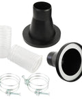 Killer Quality Two And One Half Inch Dust Collection Steel Ports Two Pack with secure hose clamps and clear hoses.