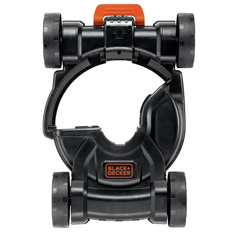 Convert Your String Trimmer Into A Mower With This Removable Deck Attachment Adjustable Two Height Settings Make Lawn Care Easy Converts Twelve Inch Trimmer Edger To Mower Compatible With Many Models And Features Wall Hanging Storage. Black plastic removable deck attachment with wheels for string trimmer