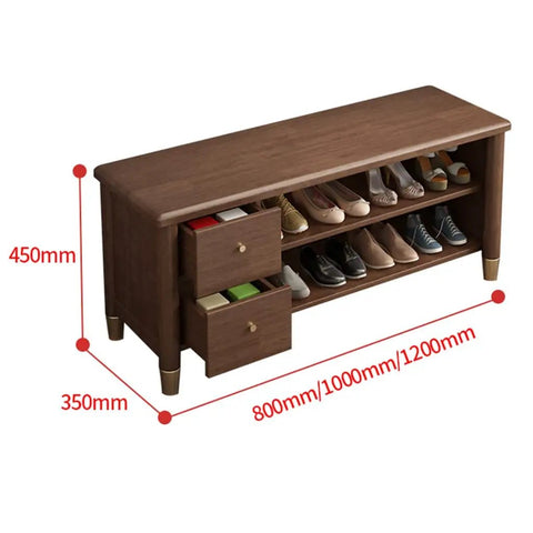 Free Standing Stackable Shoe Rack With Doors And Countertop, brown wood, three tier with drawers, large capacity for entryway.
