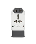 Front view of an All In One Travel Plug Adapter With USB Charging Port And Surge Protection For Worldwide Use European Plug Compact Travel Essential
