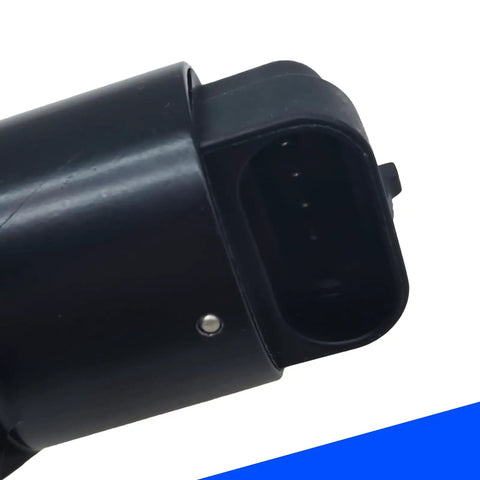 Close-up of Direct Swap Idle Speed Control Valve And Throttle Stepper Motor, black plastic material showcasing connector.