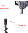 Heavy Duty Auger Bit Adapter Conversion From 2-9/16 Inch Female Round To 2 Inch Male Hex Shaft with Bolt Pin