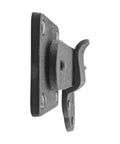 Side view of Five And Three Quarters Inch Black Wrought Iron Barn Door Latch Tough As Nails With Mounting Hardware