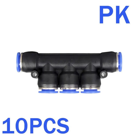 Huge 80Pc Blue Pneumatic Push In Fittings Kit With Quick Release Air Connector Tube for Compressors And Tools Fits 4 6 8 10 12 Mm Easily, 10pcs black manifold