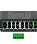 Rugged Industrial 16-Port Gigabit Ethernet Switch With 10/100/1000Mbps RJ45, Auto-Negotiation And Auto MDI/MDIX, IP40 housing