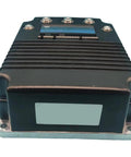 Front view of a 36V-48V 400A DC motor controller with ribbed heatsink and mounting flanges