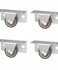 Heavy Duty Four Pack TPE Caster Wheels Featuring Dead Quiet Roll And Never A Scratch Guaranteed, silver metal brackets and wheels.