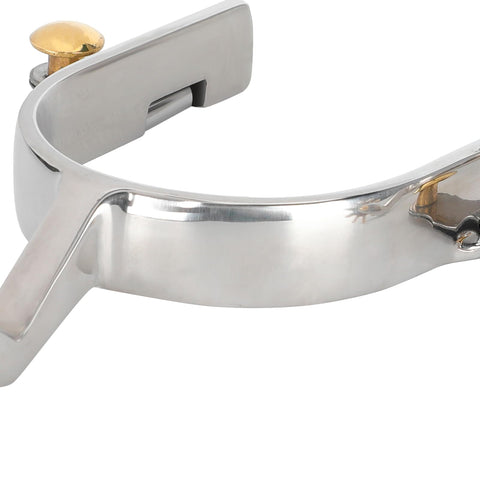 Stainless Steel Horse Spurs For Men And Women, Rustproof Boot Spurs With Brass Swing Buttons, American Style Cowboy Spurs, close-up