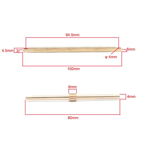 0.5M Brass Rack Gear Set For Astronomical Telescopes Gold Focusing Axle Kit with measurement details