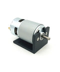 Beefy Torque 775 DC Motor For Electric Tools 12V 24V 36V, 3500 To 9000 RPM, mounted on a black stand, side view, 5mm shaft
